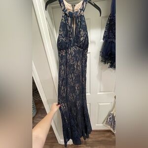 Blue mermaid style prom dress!